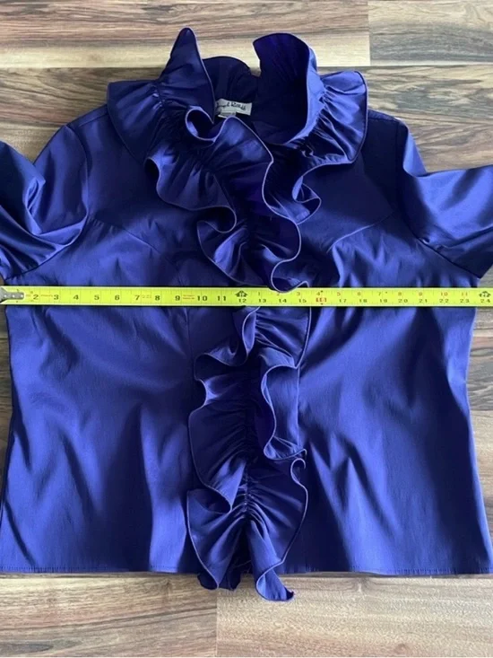 Joseph Ribkoff Purple Ruffled Front Blouse - Picture 7 of 9